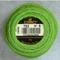 DMC Perle (Pearl) 8 Cotton #703 CHARTREUSE GREEN 10g Ball 80m