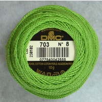 DMC Perle 8 Cotton #703 CHARTREUSE GREEN 10g Ball 80m