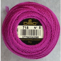 DMC Perle (Pearl) 8 Cotton #718 PLUM 10g Ball 80m
