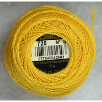 DMC Perle (Pearl) 8 Cotton #725 MEDIUM LIGHT TOPAZ 10g Ball 80m