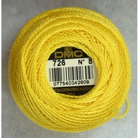 DMC Perle 8 Cotton #726 LIGHT TOPAZ 10g Ball 80m