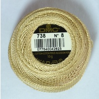 DMC Perle (Pearl) 8 Cotton #738 VERY LIGHT TAN 10g Ball 80m