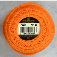 DMC Perle (Pearl) 8 Cotton #740 TANGERINE ORANGE 10g Ball 80m
