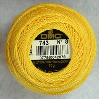 DMC Perle 8 Cotton #743 MEDIUM YELLOW 10g Ball 80m