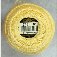 DMC Perle (Pearl) 8 Cotton #745 LIGHT PALE YELLOW 10g Ball 80m