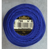 DMC Perle (Pearl) 8 Cotton #796 DARK ROYAL BLUE 10g Ball 80m