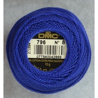 DMC Perle 8 Cotton #796 DARK ROYAL BLUE 10g Ball 80m