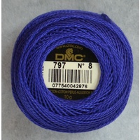 DMC Perle (Pearl) 8 Cotton #797 ROYAL BLUE 10g Ball 80m