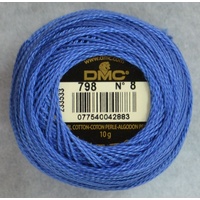 DMC Perle (Pearl) 8 Cotton #798 DARK DELFT BLUE 10g Ball 80m