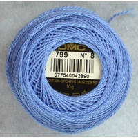 DMC Perle (Pearl) 8 Cotton #799 MEDIUM DELFT BLUE 10g Ball 80m