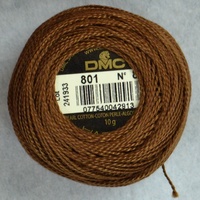 DMC Perle 8 Cotton #801 DARK COFFEE BROWN 10g Ball 80m