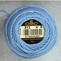 DMC Perle 8 Cotton #813 LIGHT BLUE 10g Ball 80m