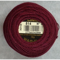 DMC Perle (Pearl) 8 Cotton #814 DARK GARNET 10g Ball 80m
