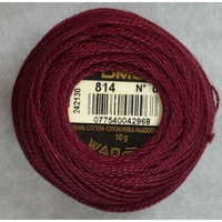 DMC Perle 8 Cotton #814 DARK GARNET 10g Ball 80m