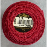 DMC Perle 8 Cotton #816 GARNET 10g Ball 80m