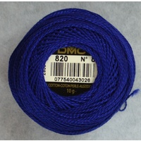DMC Perle 8 Cotton #820 VERY DARK ROYAL BLUE 10g Ball 80m