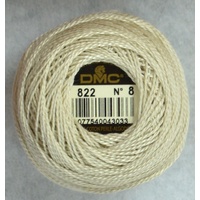 DMC Perle (Pearl) 8 Cotton #822 LIGHT BEIGE GREY 10g Ball 80m