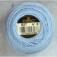 DMC Perle (Pearl) 8 Cotton #827 VERY LIGHT BLUE 10g Ball 80m