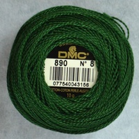 DMC Perle 8 Cotton #890 VERY DARK PISTACHIO GREEN 10g Ball 80m