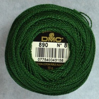 DMC Perle (Pearl) 8 Cotton #890 VERY DARK PISTACHIO GREEN 10g Ball 80m