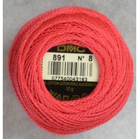 DMC Perle (Pearl) 8 Cotton #891 DARK CARNATION 10g Ball 80m