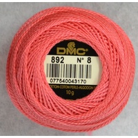 DMC Perle (Pearl) 8 Cotton #892 MEDIUM CARNATION 10g Ball 80m