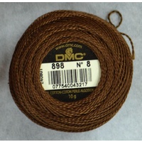 DMC Perle 8 Cotton #898 VERY DARK COFFEE BROWN 10g Ball 80m
