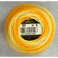 DMC Perle (Pearl) 8 Cotton #90 VARIEGATED YELLOW 10g Ball 80m