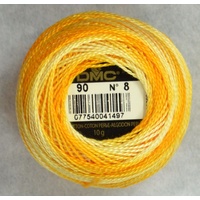 DMC Perle 8 Cotton #90 VARIEGATED YELLOW 10g Ball 80m