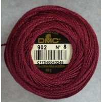 DMC Perle 8 Cotton #902 VERY DARK GARNET 10g Ball 80m