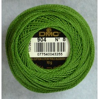 DMC Perle (Pearl) 8 Cotton #904 VERY DARK PARROT GREEN 10g Ball 80m