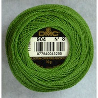 DMC Perle 8 Cotton #904 VERY DARK PARROT GREEN 10g Ball 80m