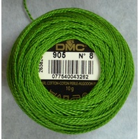 DMC Perle (Pearl) 8 Cotton #905 DARK PARROT GREEN 10g Ball 80m