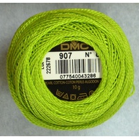 DMC Perle 8 Cotton #907 LIGHT PARROT GREEN 10g Ball 80m