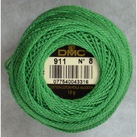 DMC Perle 8 Cotton #911 MEDIUM EMERALD GREEN 10g Ball 80m