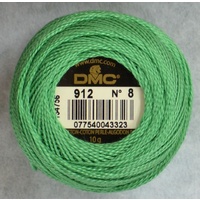 DMC Perle 8 Cotton #912 LIGHT EMERALD GREEN 10g Ball 80m