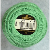 DMC Perle (Pearl) 8 Cotton #913 MEDIUM NILE GREEN 10g Ball 80m