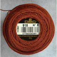DMC Perle (Pearl) 8 Cotton #918 DARK RED COPPER 10g Ball 80m