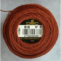 DMC Perle 8 Cotton #918 DARK RED COPPER 10g Ball 80m