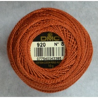 DMC Perle 8 Cotton #920 MEDIUM COPPER 10g Ball 80m