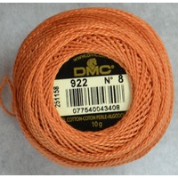 DMC Perle 8 Cotton #922 LIGHT COPPER 10g Ball 80m
