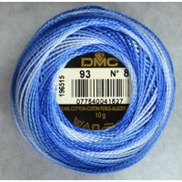 DMC Perle (Pearl) 8 Cotton #93 VARIEGATED ROYAL BLUE 10g Ball 80m