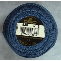DMC Perle 8 Cotton #930 DARK ANTIQUE BLUE 10g Ball 80m