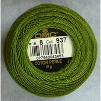 DMC Perle (Pearl) 8 Cotton #937 MEDIUM AVOCADO GREEN 10g Ball 80m