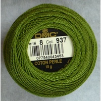 DMC Perle 8 Cotton #937 MEDIUM AVOCADO GREEN 10g Ball 80m