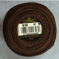 DMC Perle 8 Cotton #938 VERY DARK COFFEE BROWN 10g Ball 80m