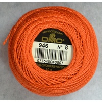 DMC Perle (Pearl) 8 Cotton #946 MEDIUM BURNT ORANGE 10g Ball 80m