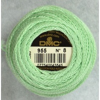 DMC Perle (Pearl) 8 Cotton #955 LIGHT NILE GREEN 10g Ball 80m