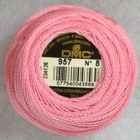 DMC Perle (Pearl) 8 Cotton #957 PALE GERANIUM PINK 10g Ball 80m