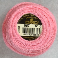 DMC Perle 8 Cotton #957 PALE GERANIUM PINK 10g Ball 80m